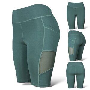 Women's High Waist Biker Shorts - Cycling, Yoga, Gym, and Casual Wear Green